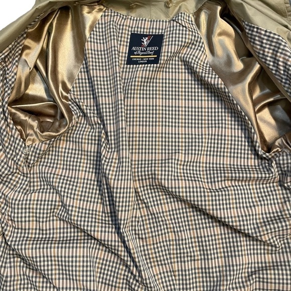 Austin Reed Vintage Mens Khaki Long Trench Coat with Removable Wool Liner 40R - Picture 11 of 12